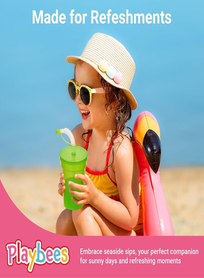 Playbees 12 Pack Neon Sipper Cups - 12 Oz. - Colorful, Spill-Proof Cups with Lids and Straws - Ideal for School Events, Themed Parties, and Birthday Celebrations - Party Supplies - Image 5